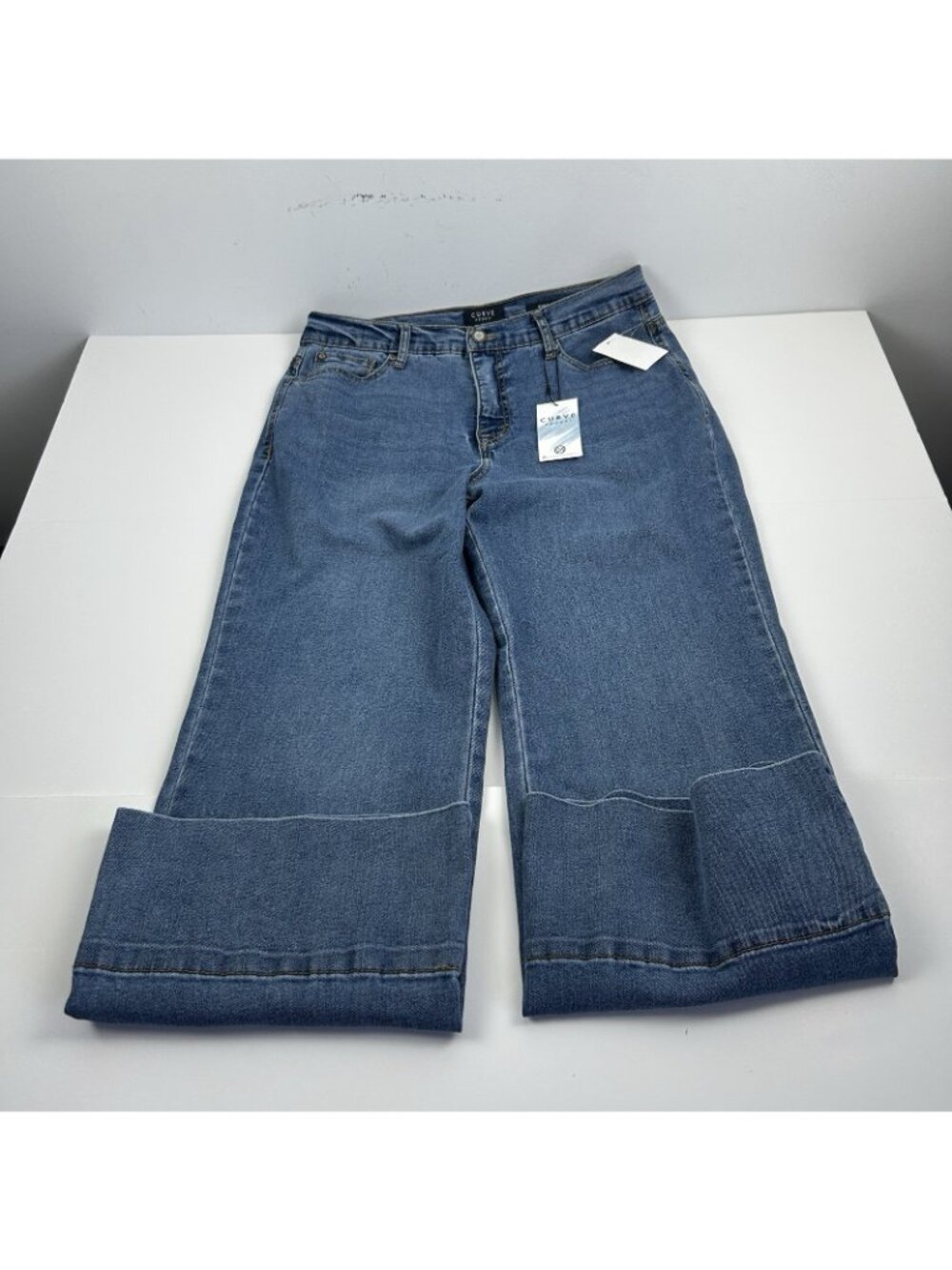 Curve Appeal High Rise Wide Leg  Jeans 12/31 Color Capri - Picture 11 of 13